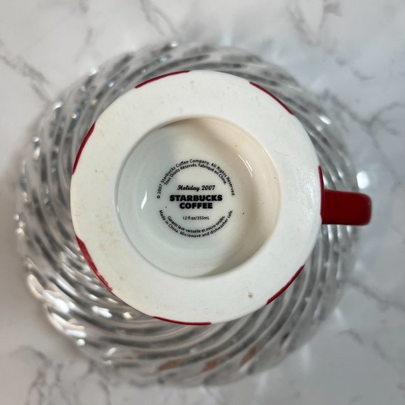 Starbucks Coffee Mug, Red/White 2007 Holiday Christmas Collection, Jolly design - Picture 4 of 4